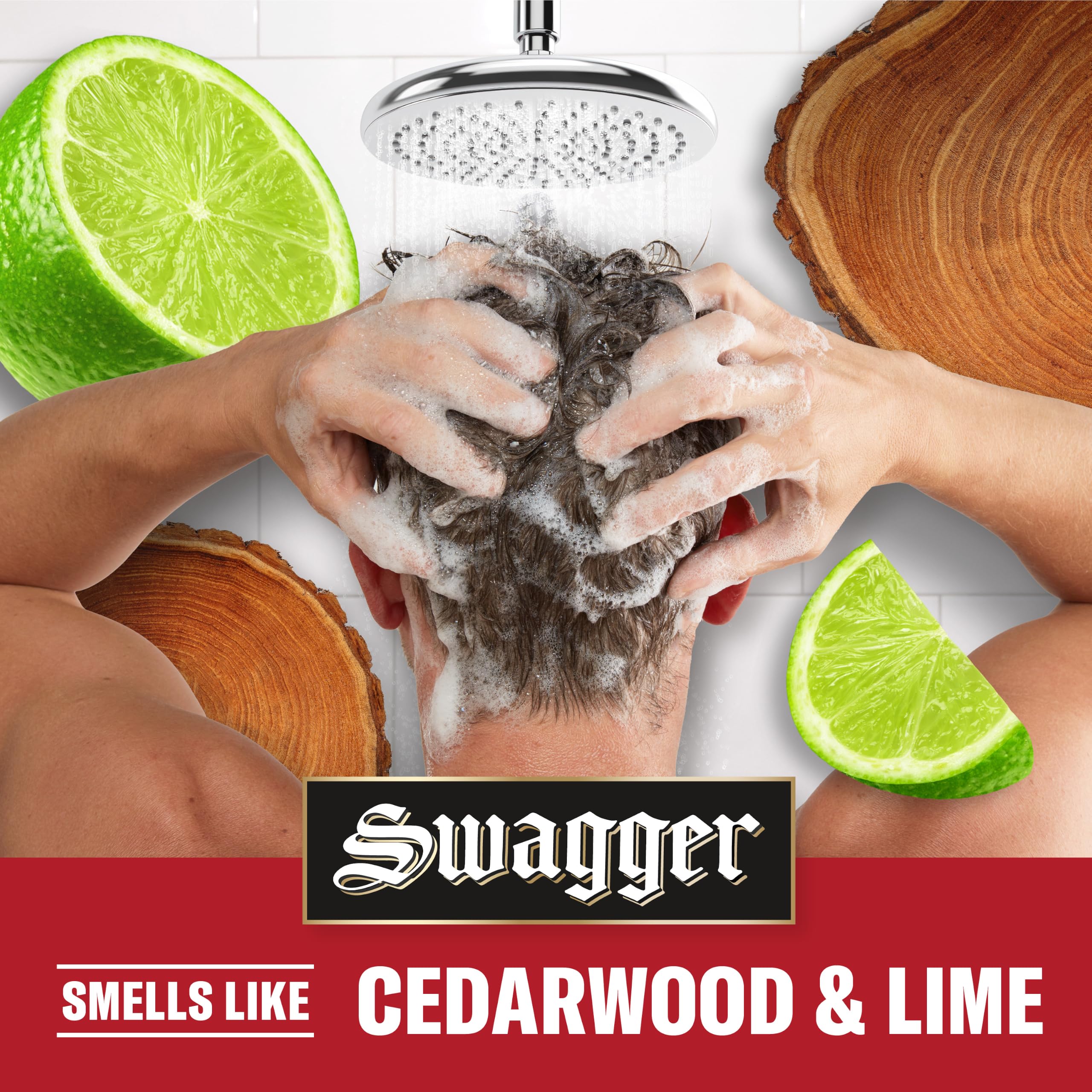Old Spice Swagger in shower being used for quick, efficient cleansing
