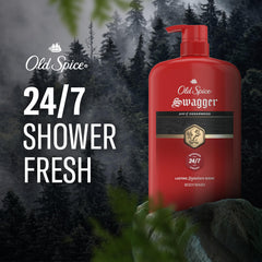 Old Spice Swagger texture poured showing rich lather and efficient cleansing