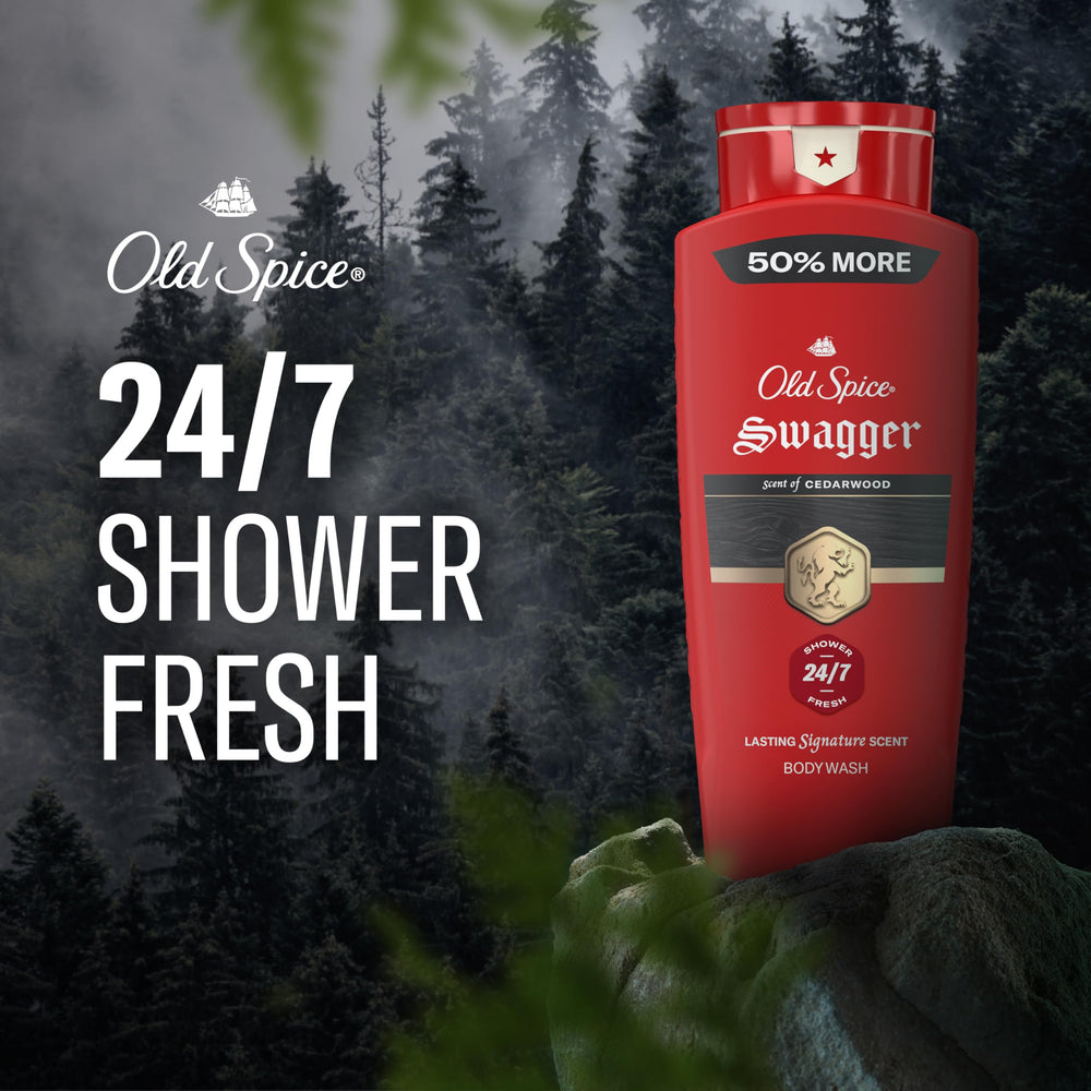 Old Spice Swagger pump and cap close-up for easy dispensing benefit