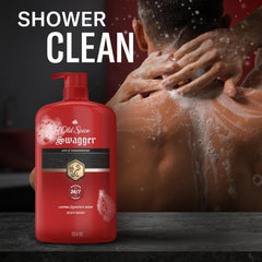 Old Spice Swagger held in hand for scale showing large 33.4 oz supply advantage