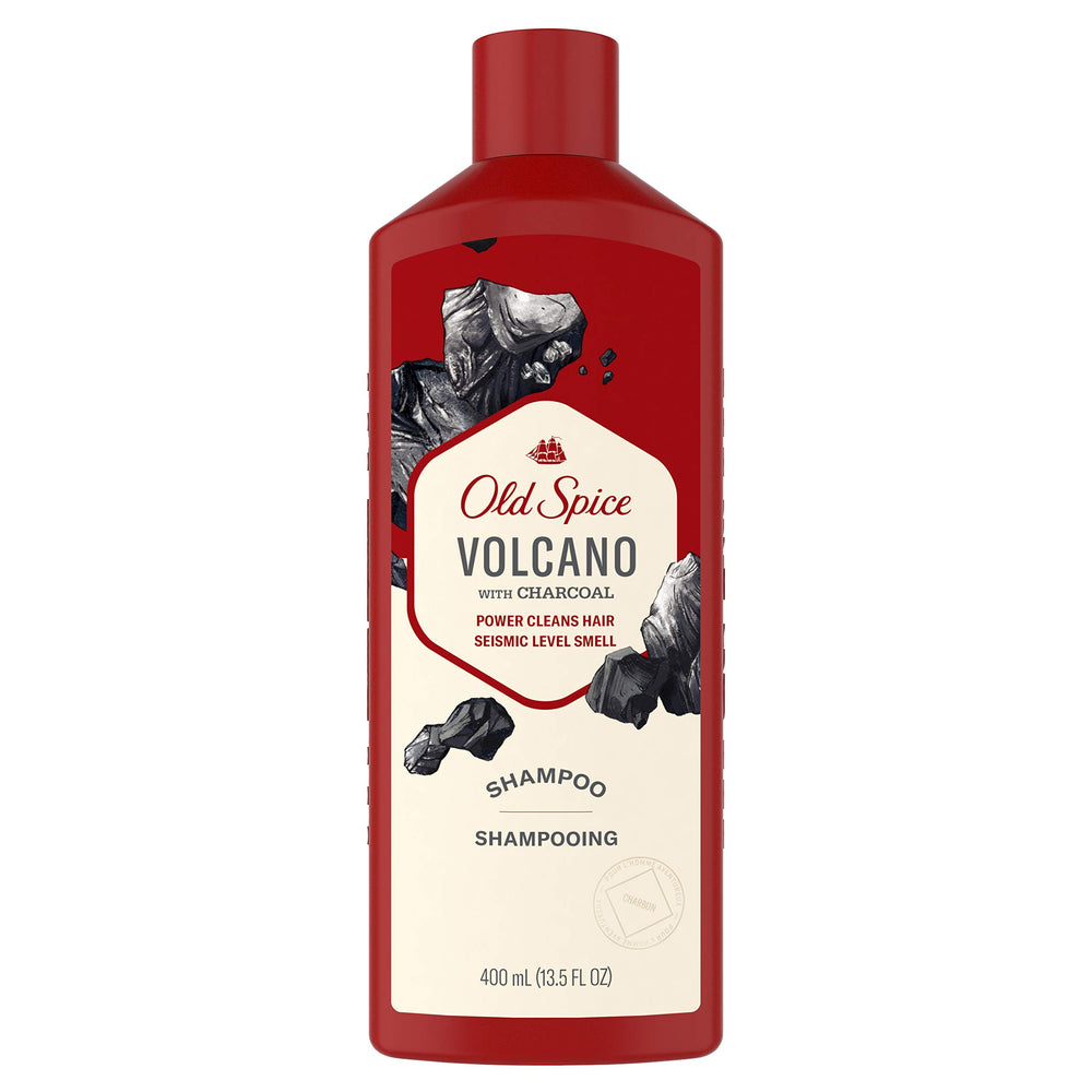 Old Spice Volcano bottle front view showing bold label and design for confident grooming
