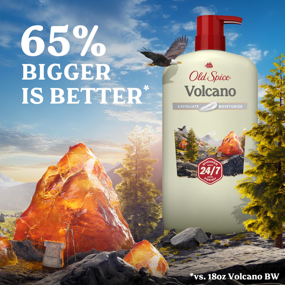 Old Spice Volcano in-shower use by male model showing refreshing results