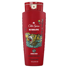 Old Spice Wild Bearglove front bottle showing bold red packaging and clear branding benefits