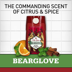 Old Spice Wild Bearglove pump cap close-up showing convenient dispensing benefit