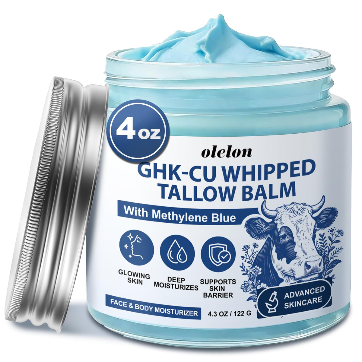 OLELON jar front view showing 4oz label and product name for clear identification