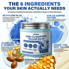 OLELON open jar showing glossy tallow texture indicating restorative barrier support