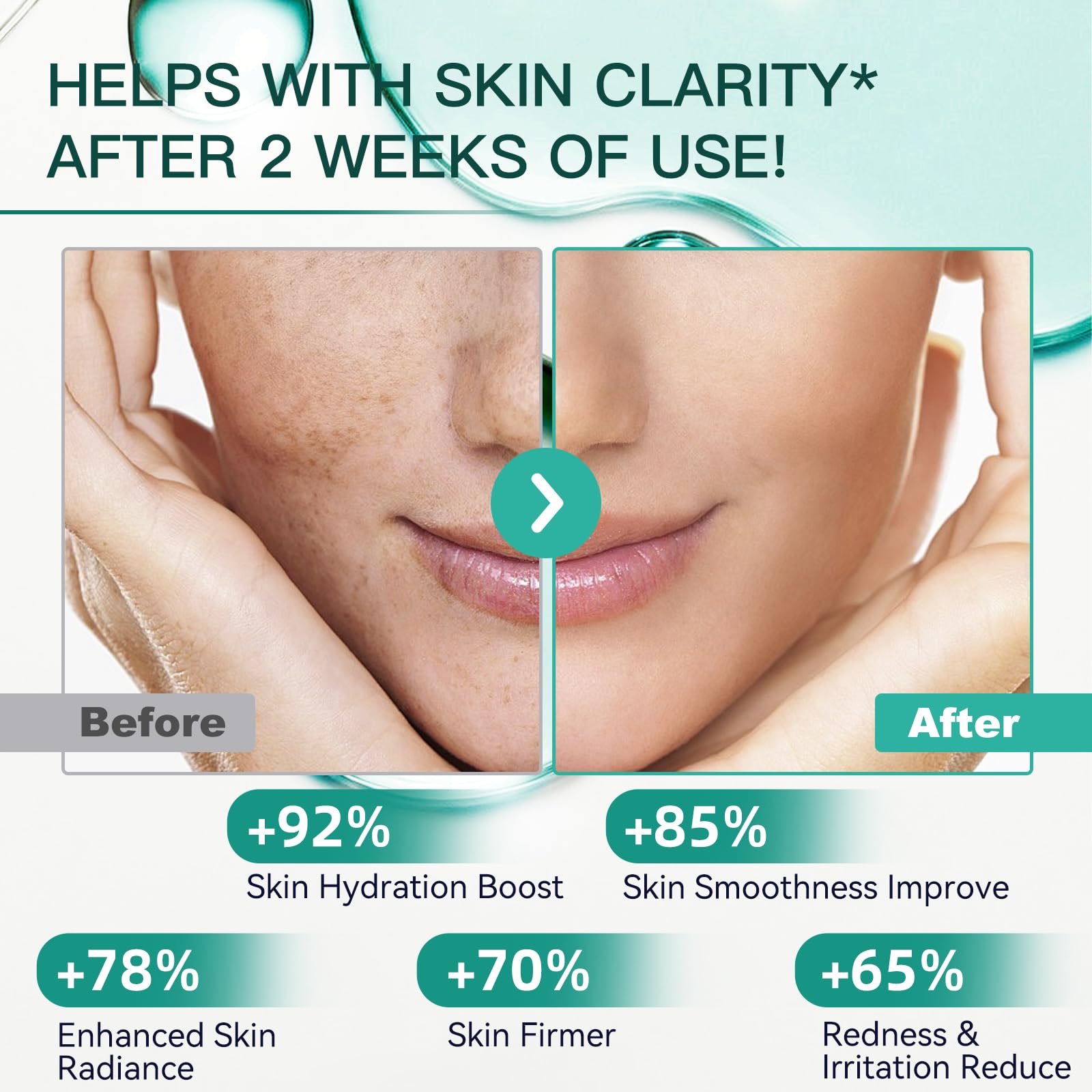 OLELON serum dispensed on skin demonstrating fast absorption and dewiness