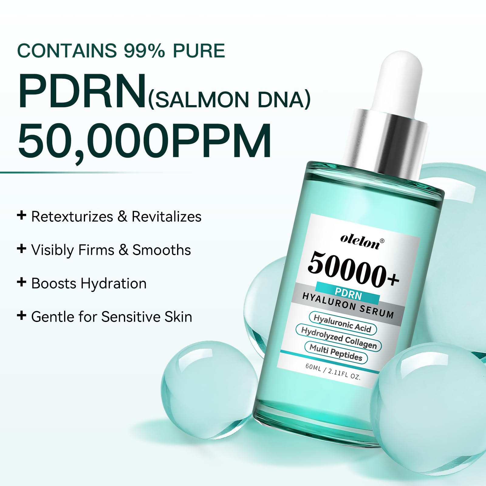 OLELON serum texture drops on hand conveying lightweight hydration