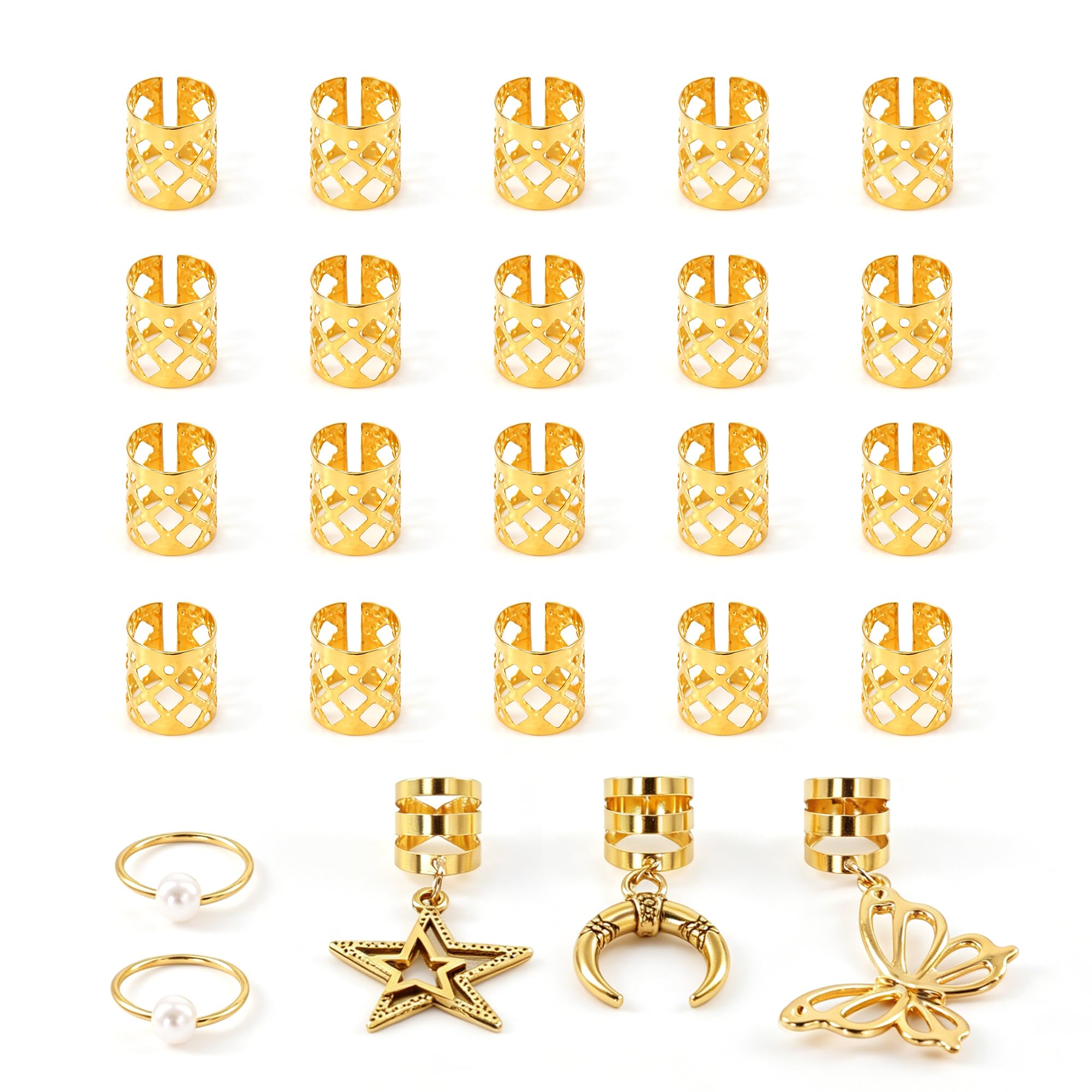 Olen front packaging showing gold hair jewelry set and benefits