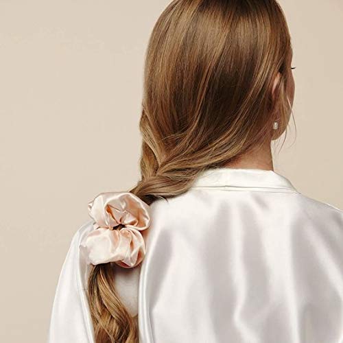 OLESILK scrunchie styled with evening outfit adding subtle shine