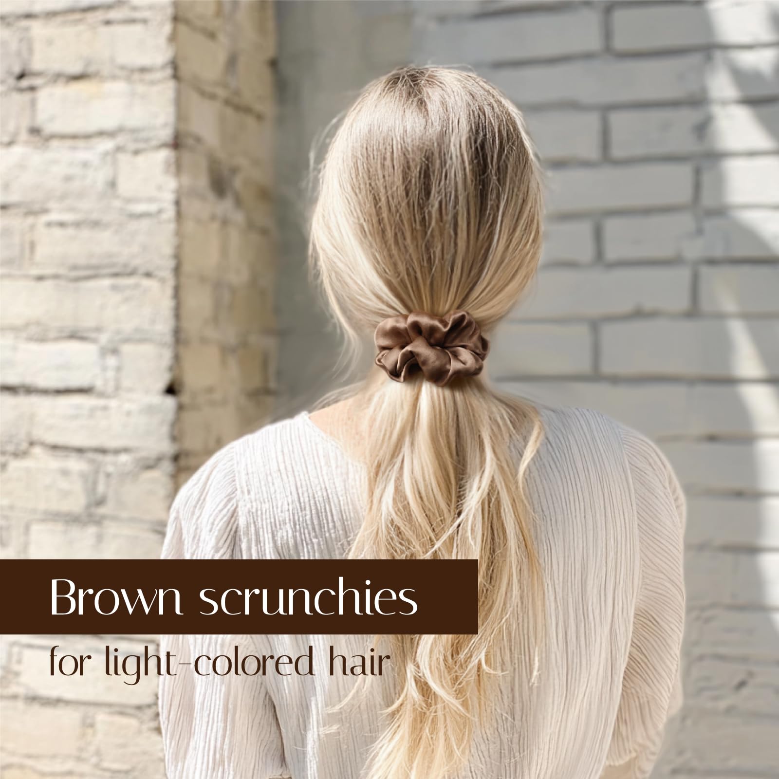 OLESILK scrunchie securing a curly ponytail reducing frizz and protecting curls