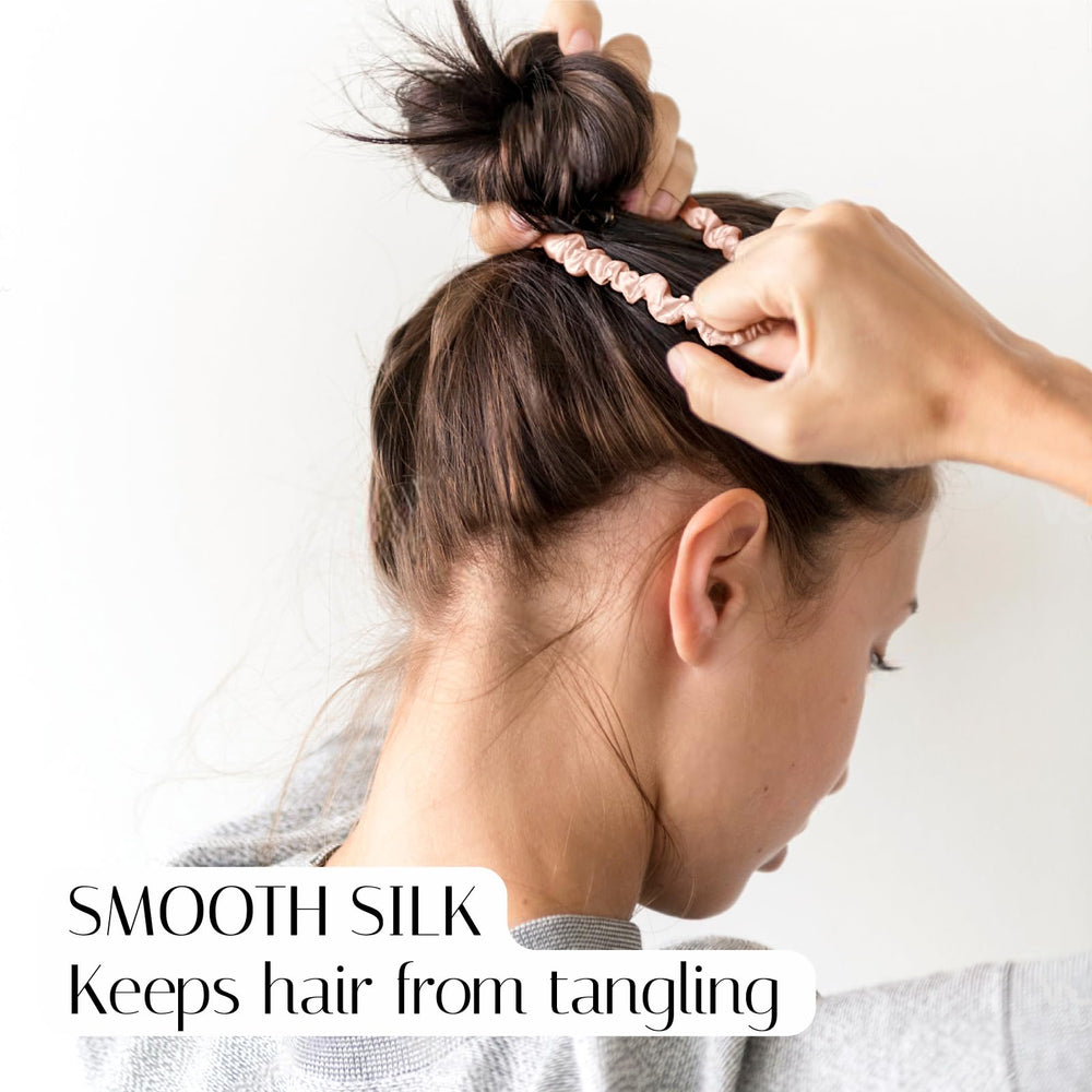 OLESILK skinny scrunchie securing fine hair ponytail with gentle hold benefit