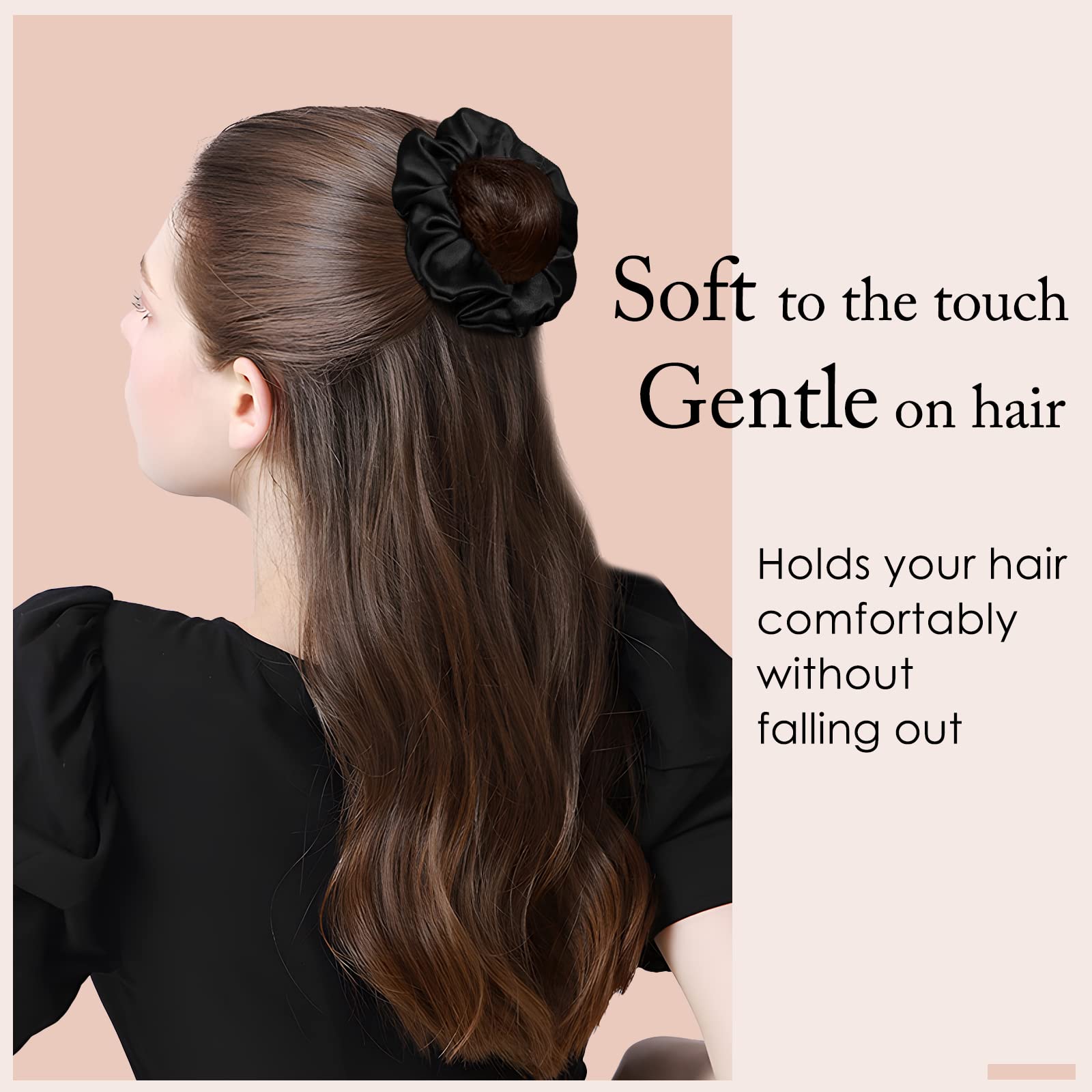 OLESILK scrunchie elastic detail showing stretch and secure gentle hold