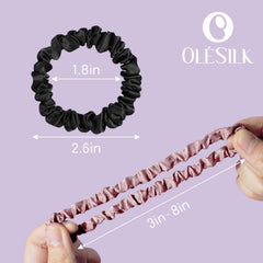 OLESILK three brown scrunchies arranged to display color match and styling options