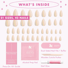 Olive & June step-by-step application image demonstrating simple press-on placement