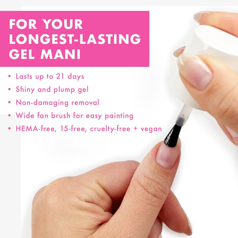 Olive & June base coat applied on fingernails showing long-wear benefit