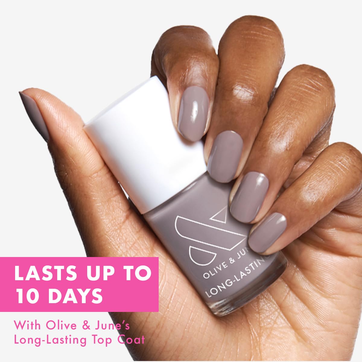 Olive & June wide brush detail delivering easy even coverage and fewer strokes