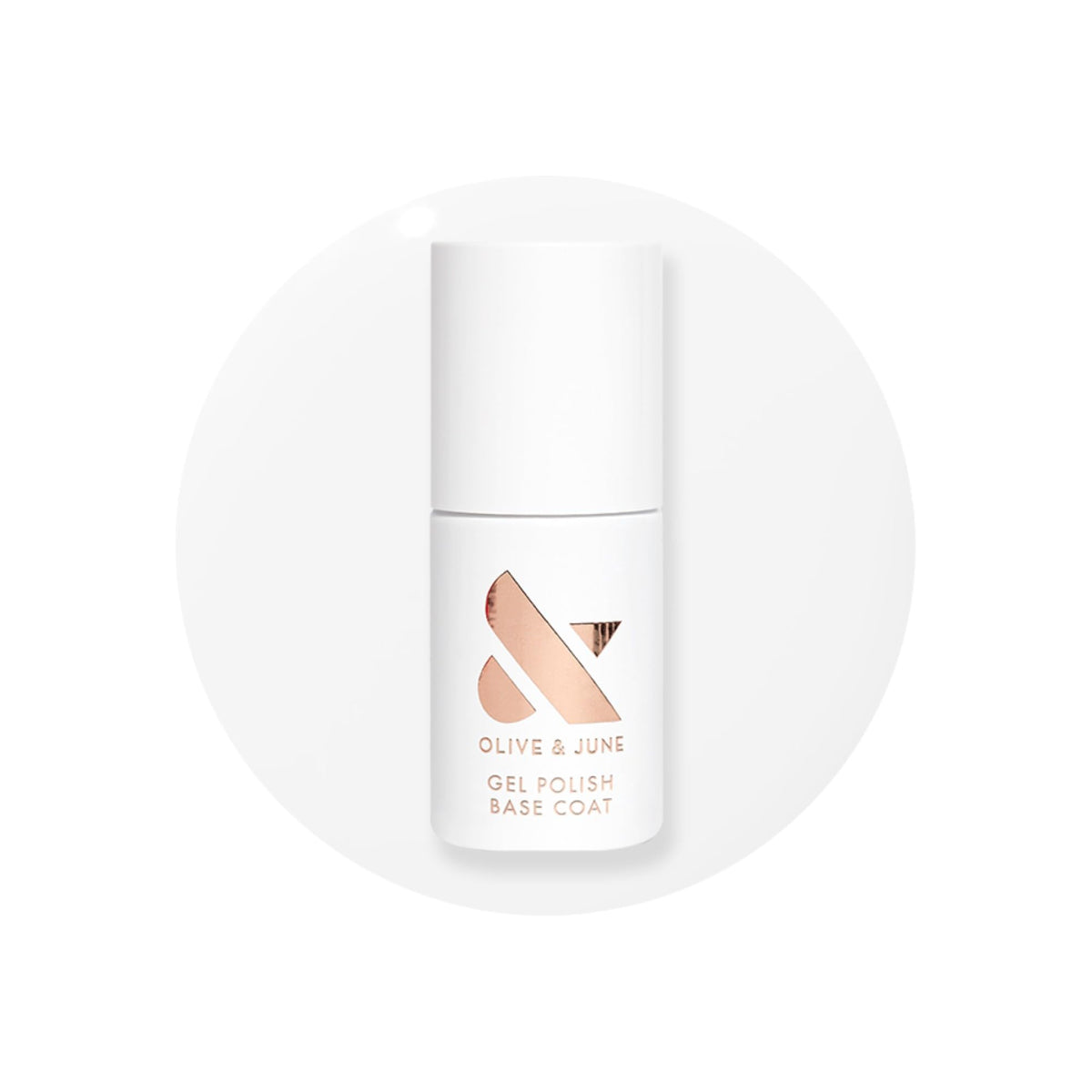 Olive & June base coat bottle front showing clean formula benefit