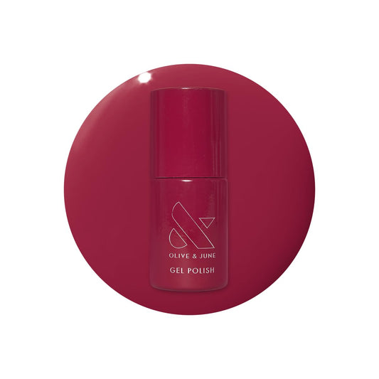 Olive & June front bottle of Berry JG showing color and label for vibrant, salon-quality finish