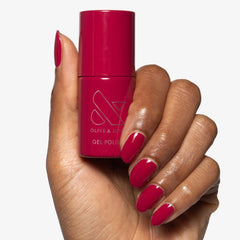 Olive & June gel polish curing under LED lamp showing fast, durable cure benefit