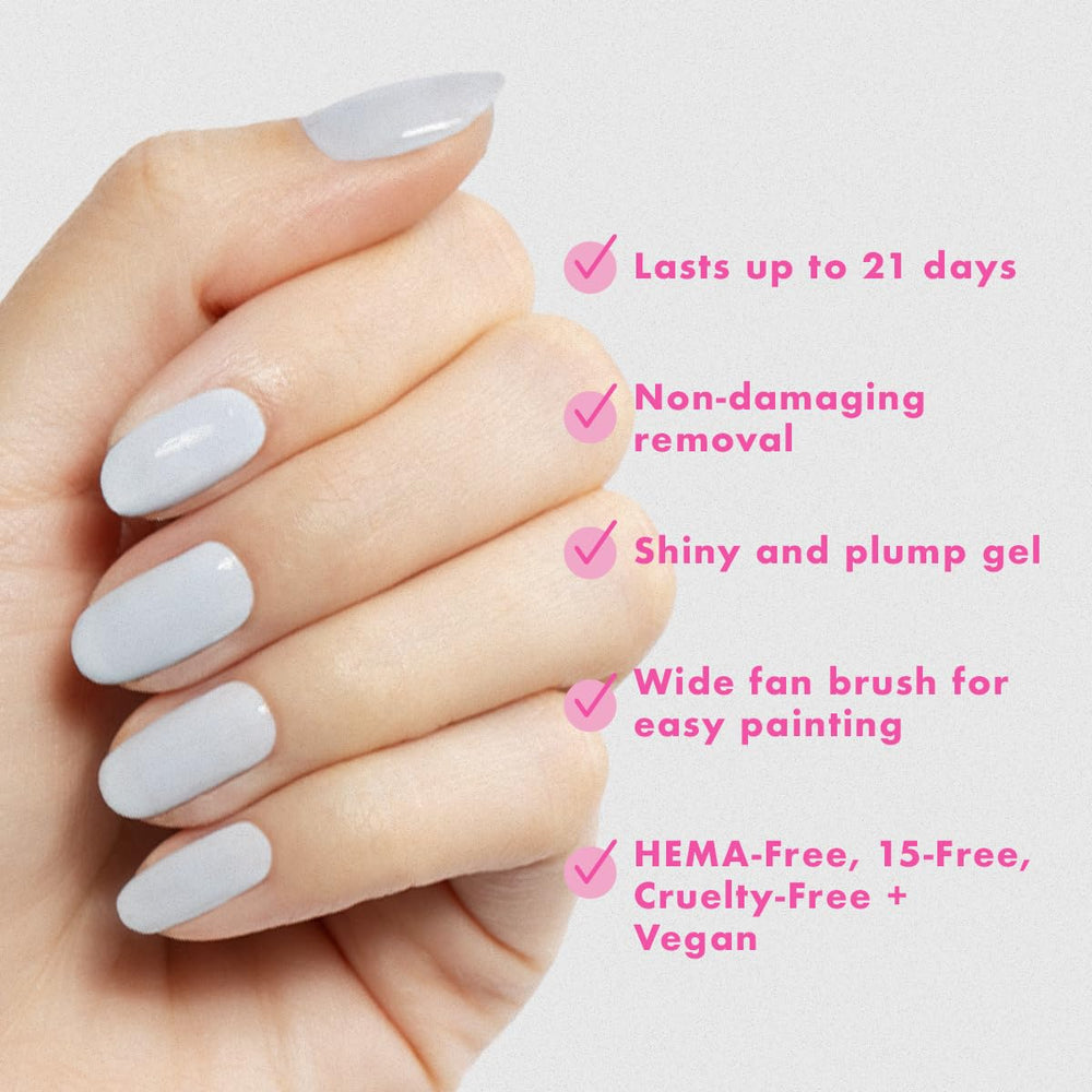 Olive & June BP Icy Blue applied to toes showing long-lasting pedicure benefit