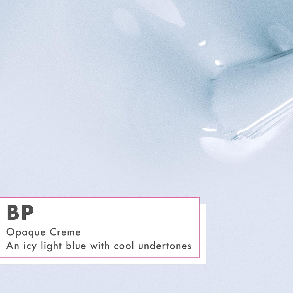 Close-up texture of BP Icy Blue gel polish by Olive & June showing glossy finish benefit