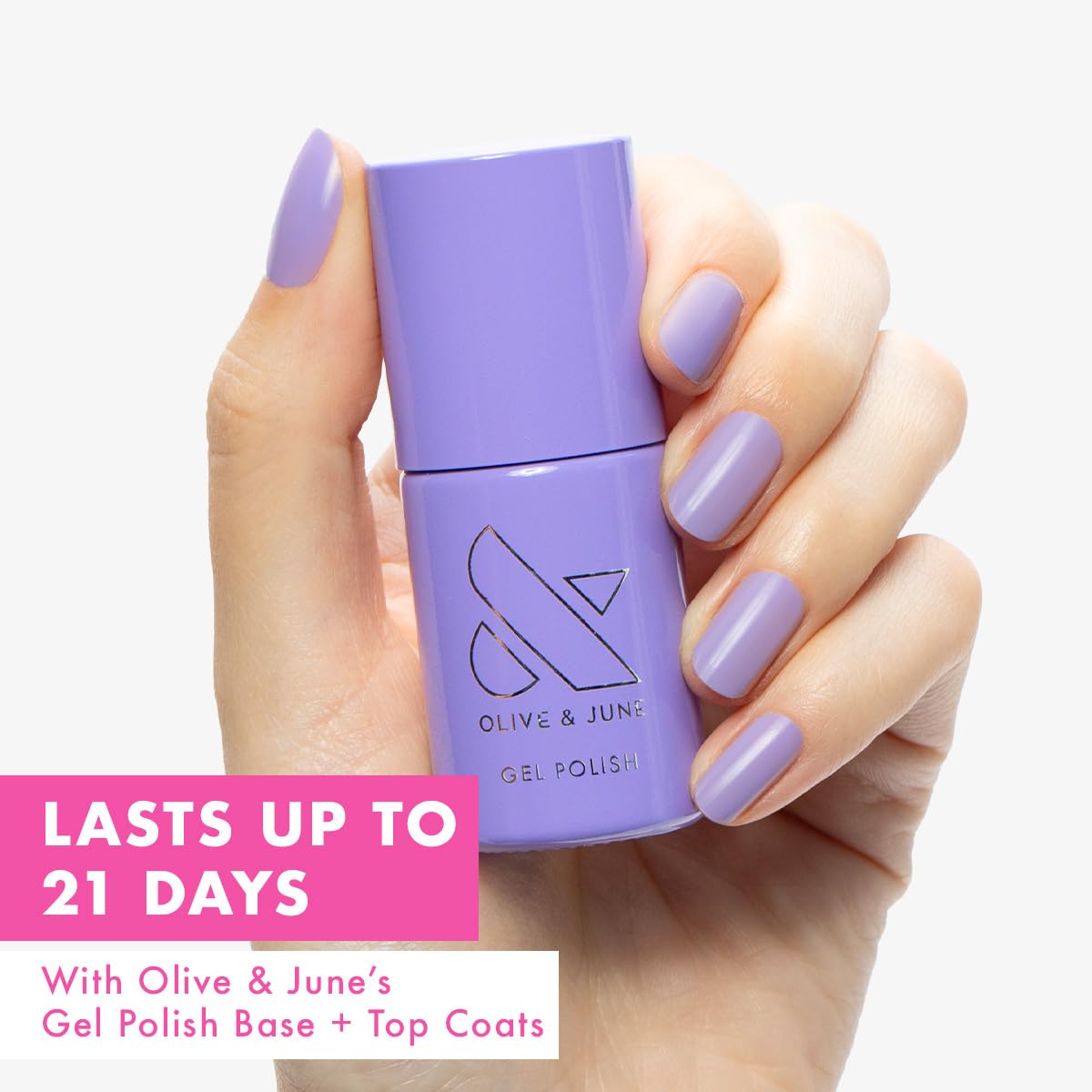 Olive & June brush cap close-up displaying smooth application for precise strokes