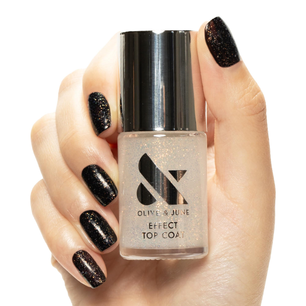 Olive & June front packaging showing celestial shimmery polish, gleaming finish