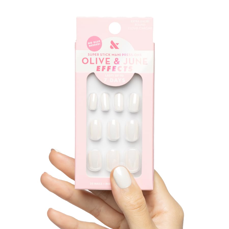 Olive & June front packaging showing Cloud Chrome kit and included tools for easy application