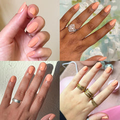 Olive & June CS Coral on hand nails showing salon-quality long-lasting wear
