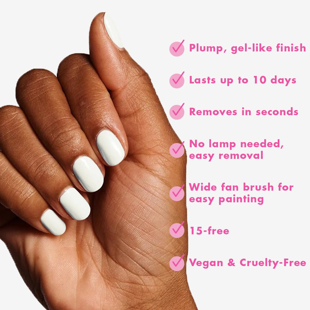 Olive & June finished manicure with topcoat for glossy, gel-like shine