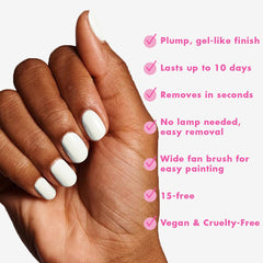 Olive & June finished manicure with topcoat for glossy, gel-like shine