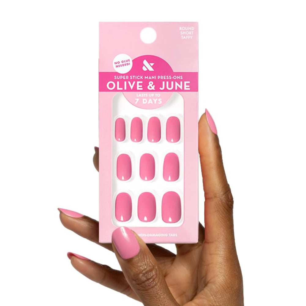Olive & June packaging showing set contents and benefit of easy application