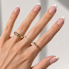 Olive & June front packaging showing Iconic French press-on set and benefits