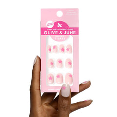 olive & june front packaging showing Pink Star Party and kit contents for instant mani