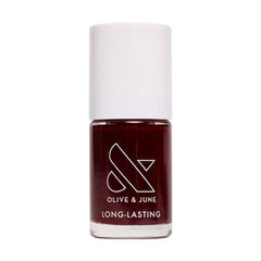 Olive & June front bottle showing Garnet Glass color and easy application