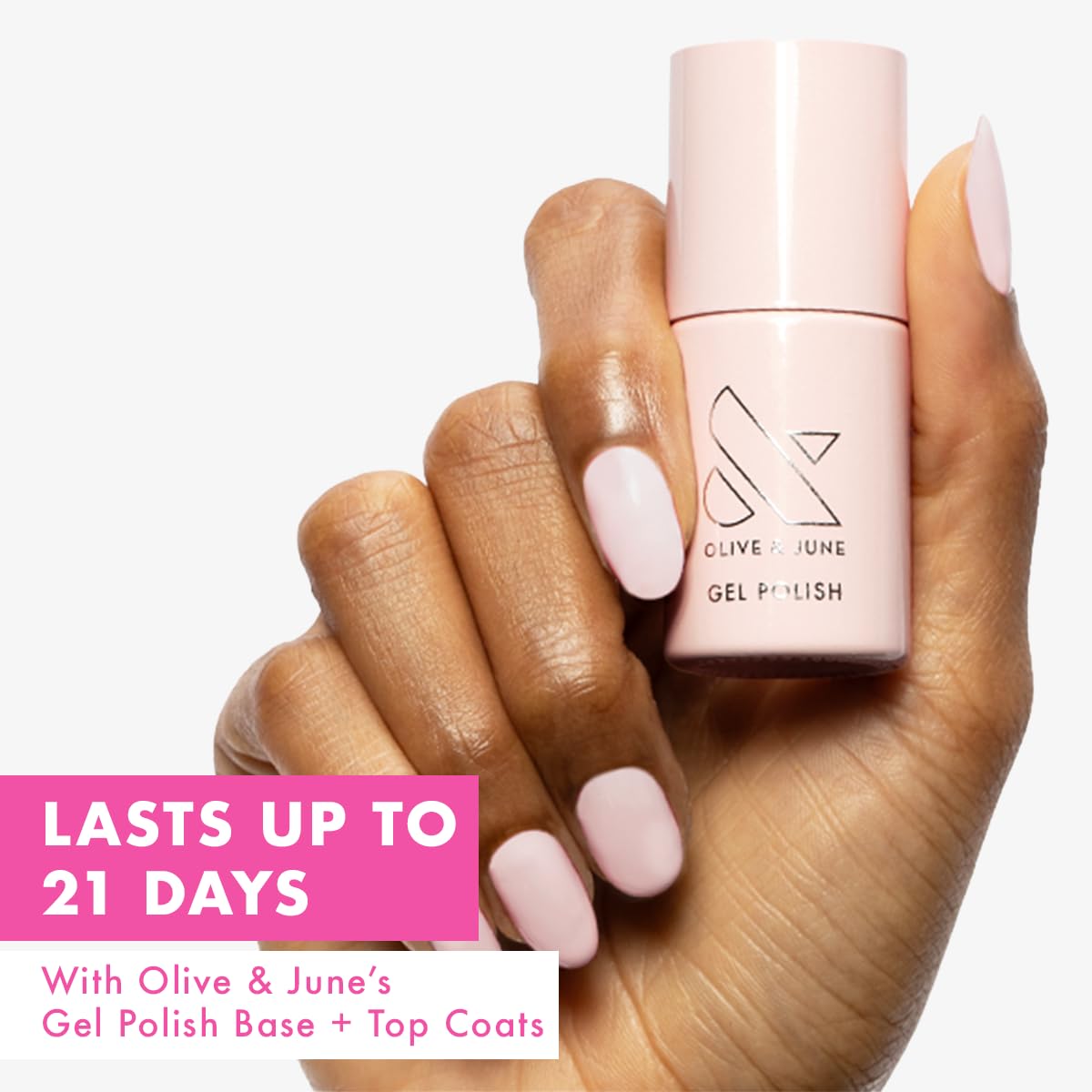 Olive & June brush stroke of GH Baby Pink showing smooth even coverage
