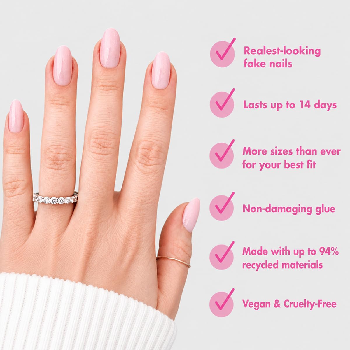 Olive & June glue and application tools displayed for secure long-lasting wear and simple use