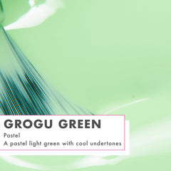 Olive & June swatch stick showing true Grogu Green shade and opacity
