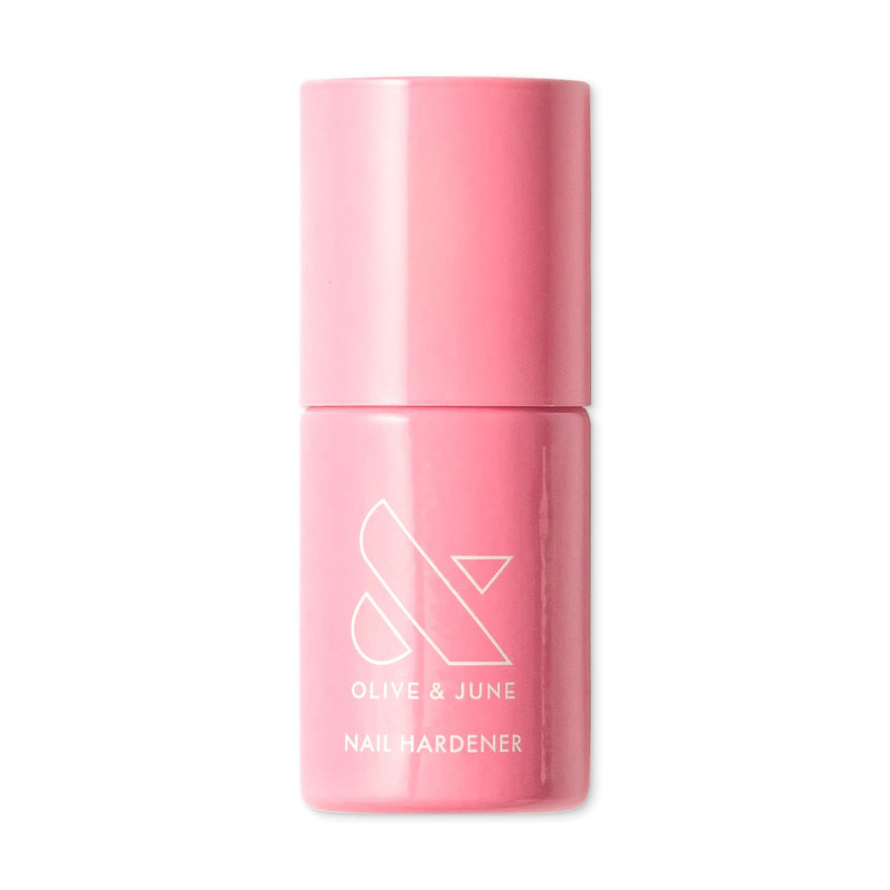 Olive & June bottle front view showing label and glossy finish benefit