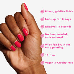 Olive & June manicure sealed with top coat demonstrating long-lasting high-gloss finish
