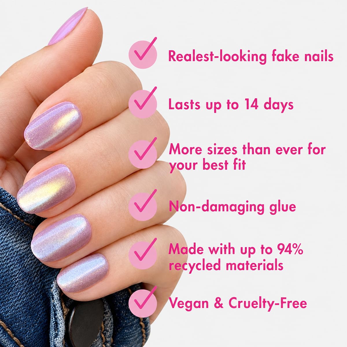 Olive & June close-up of nail curve demonstrating realistic fit