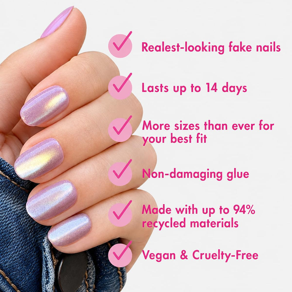 Olive & June close-up of nail curve demonstrating realistic fit