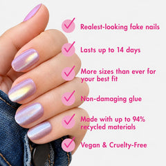 Olive & June close-up of nail curve demonstrating realistic fit
