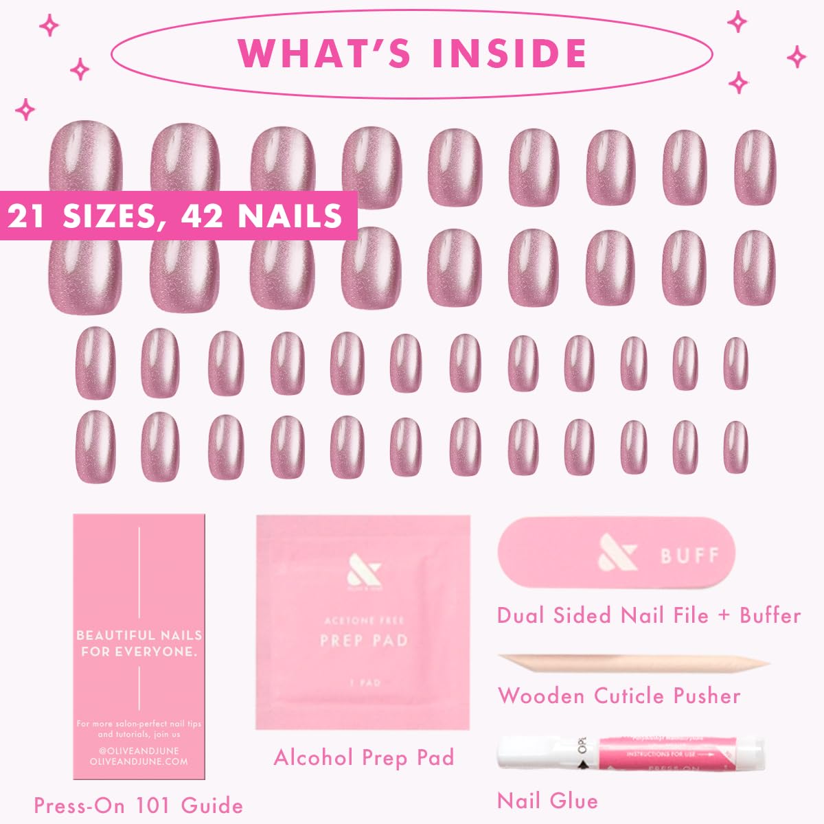 Olive & June styled hands wearing short round nails for everyday wear