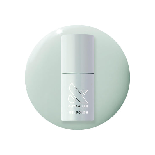 Olive & June bottle front showing KMC Pastel Sage and clean formula benefits