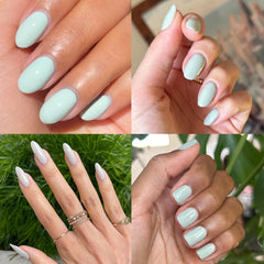 Olive & June gel polish curing under LED lamp for fast, glossy finish