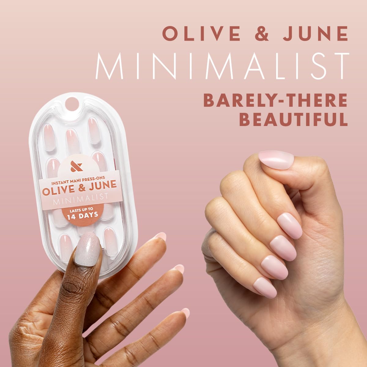 Olive & June lifestyle image on a desk, portraying wearable, everyday gradient nails