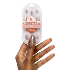Olive & June front packaging showing nails and tools for a salon-quality at-home mani