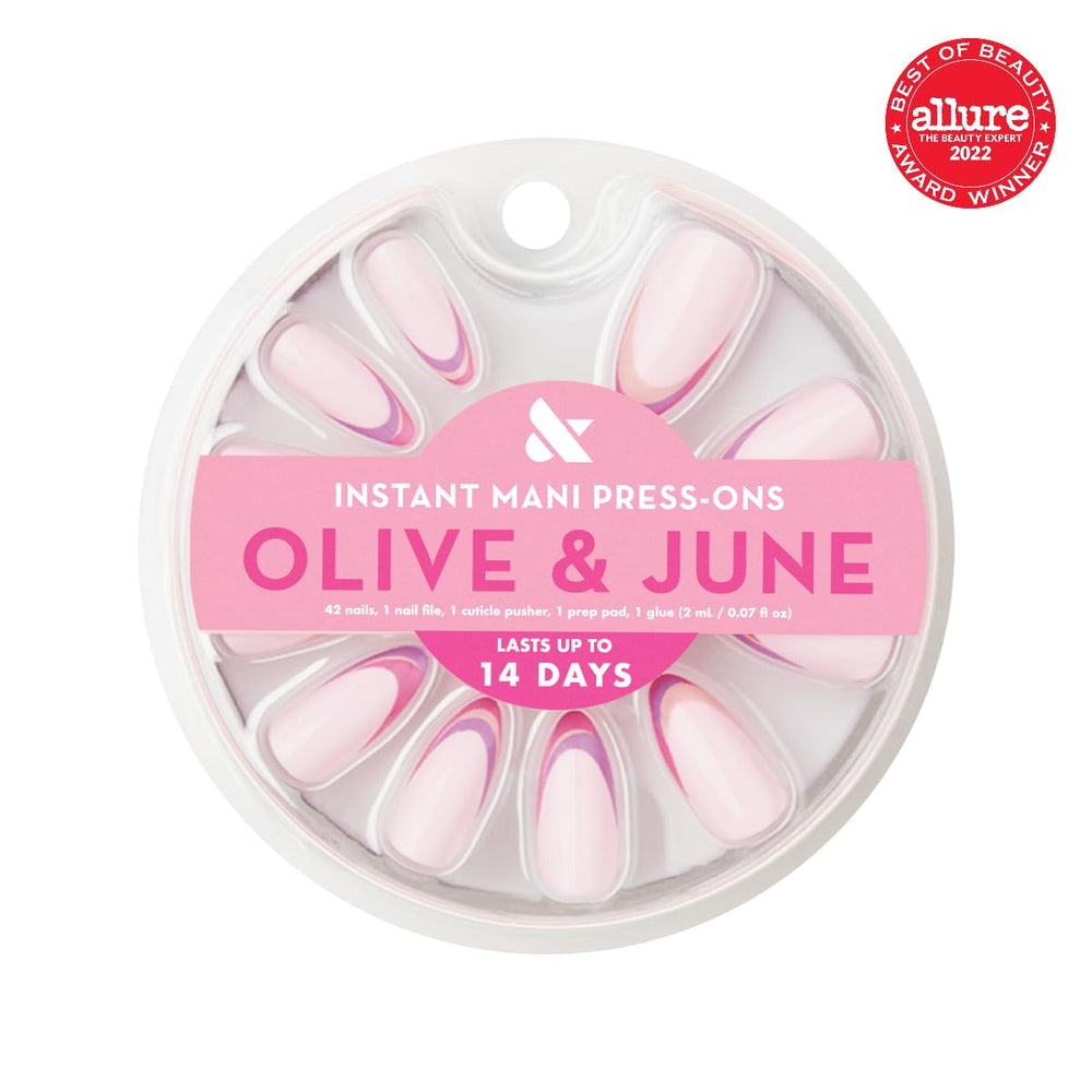 Olive & June close-up of double French nail detail showing realistic design benefit